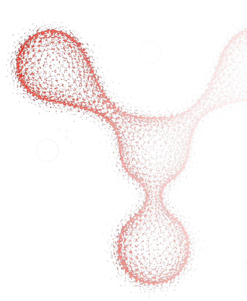 Red dotted illustration of a Y-shaped antibody molecule on a white background.